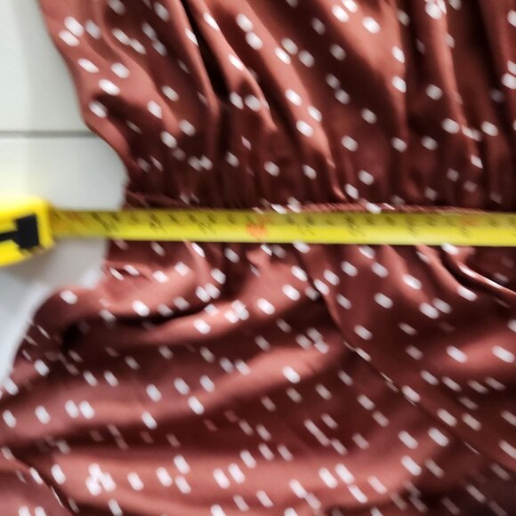 Scoop Dress Womens Medium Ruffle Elastic Waist Rust Polka Dot Long Sleeve New - Picture 11 of 14